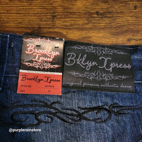 Vtg Brooklyn Express Baggy Shorts Tag 42 Measures 40 Embroidered Streetwear NWT - Picture 4 of 12